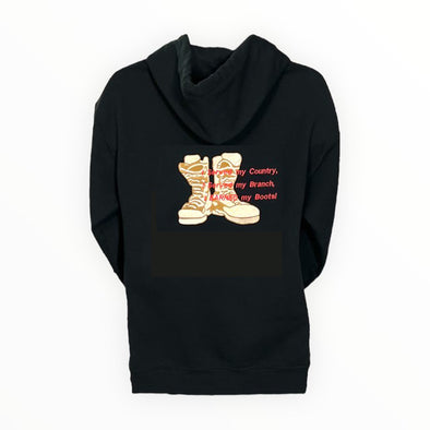 MARINES - Custom Embroidered by Veteran Women, 'I EARNED my Boots!' Hoodie