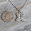 'Sky Bloom'   Combat Boots Shine Sterling Silver Pendant Necklace