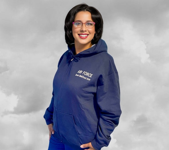AIR FORCE - Custom Embroidered by Veteran Women, 'I EARNED my Boots!' Hoodie