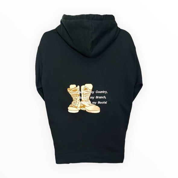 ARMY - Custom Embroidered by Veteran Women, 'I EARNED my Boots!' Hoodie
