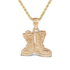 'Golden Warrior' Combat Boots Gold Pendant Necklace