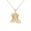 'Endless Elegance' Combat Boots Gold Pendant Necklace.