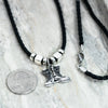 'Ruck-Up' Combat Boots Antique Stainless Steel Pendant Leather Necklace