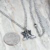 'Static Line' Combat Boots Antique Stainless Steel Pendant Necklace