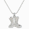 'Lubber's Line' Combat Boots Shine Sterling Silver Pendant Necklace