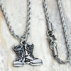 'Lanyard' Combat Boots Antique Stainless Steel Pendant Necklace